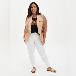 Torrid Size 5 Taupe Drape Front Cotton Gauze Utility Vest
